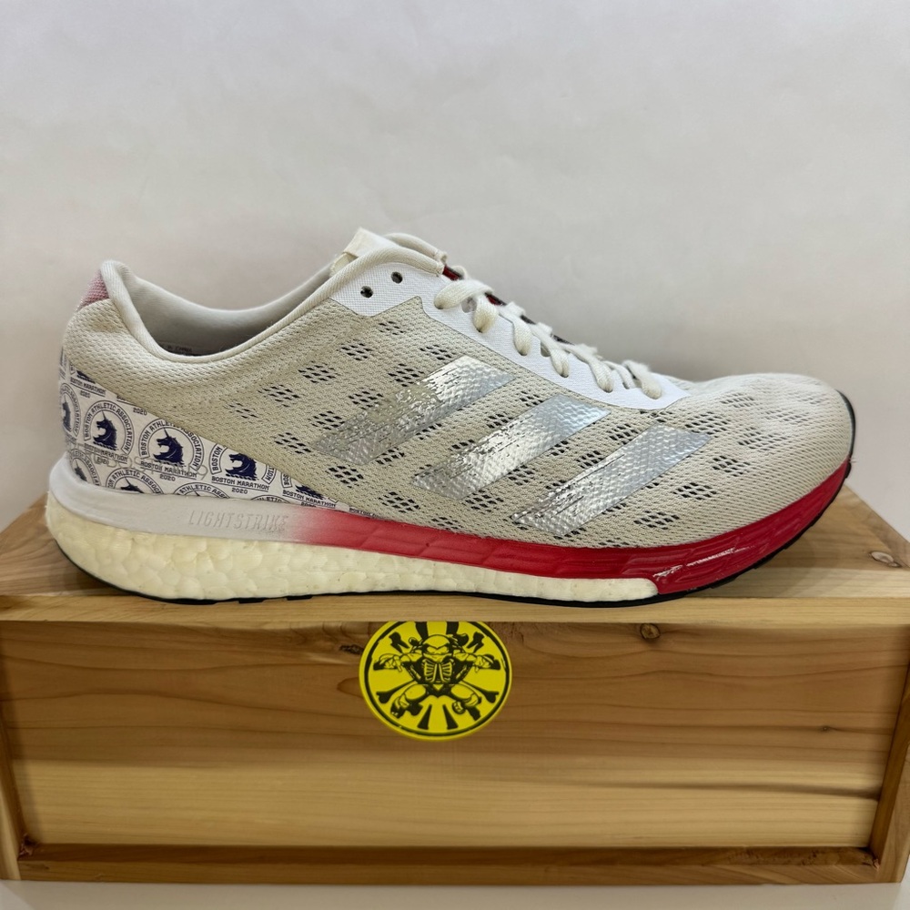 Adidas Adizero Boston 9  Running White Silver Scarlet Shoes FY4641 Women Size 7